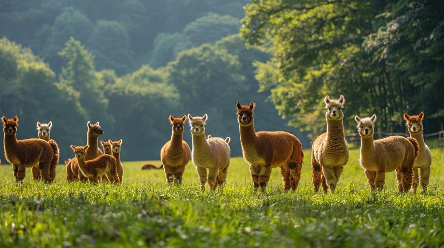 Alpacas Grazing Peacefully in a Pasture